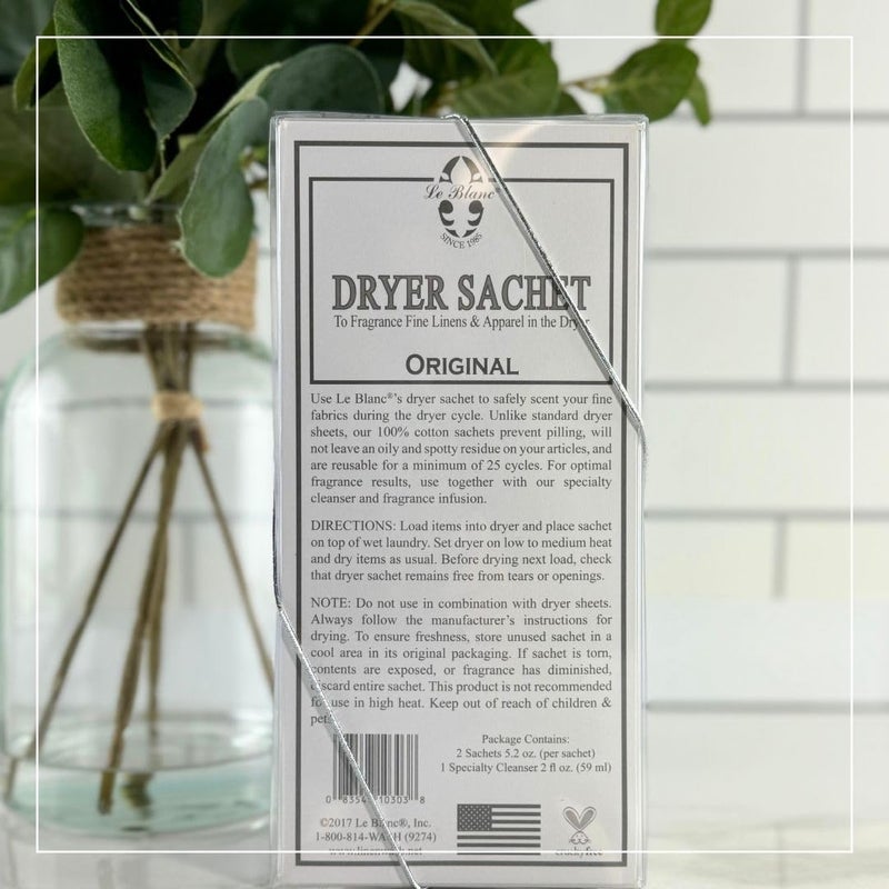 Le Blanc Original Double Pack Dryer Sachet - Luxury Scented Fabric Sachet for Your Dryer (1 Pack) - Image 3